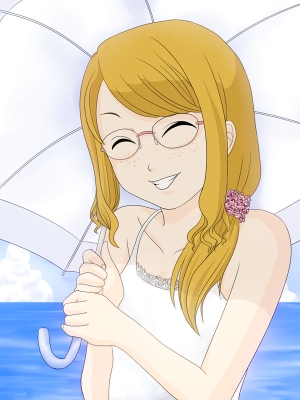 夏の海とそばかすの女の子