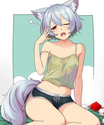 寝ぼけまなこの椛さん