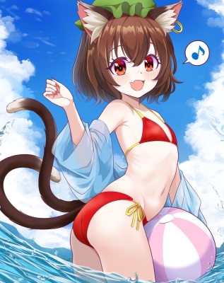 夏の海と式神ちゃん